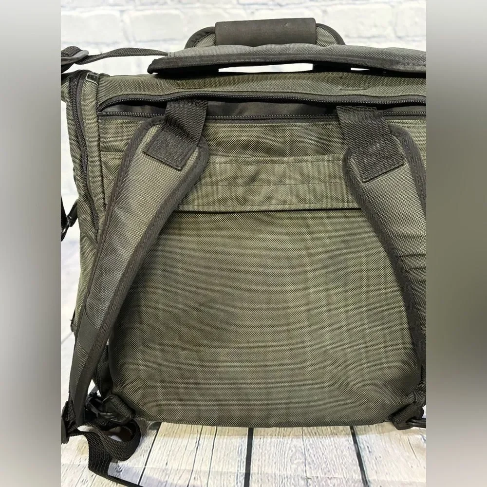 Kensington Saddle Pro Khaki Green Laptop Convertible Backpack Messenger Bag